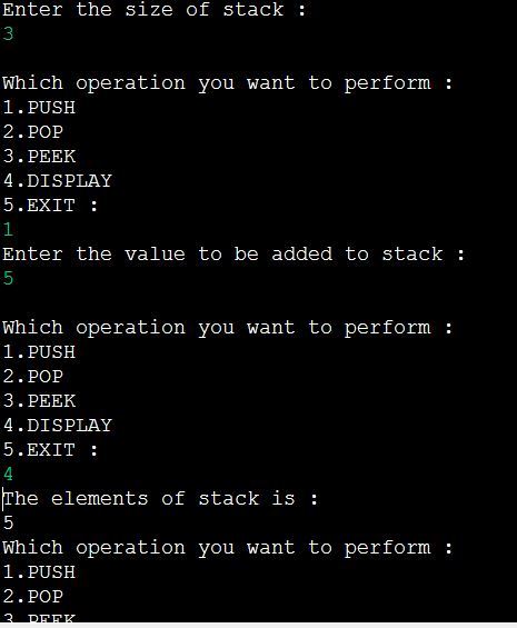 array implementation of stack