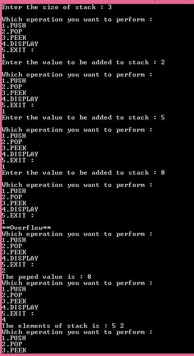 array implementation of stack