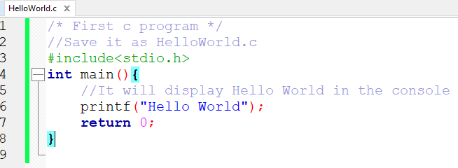 program to print hello world in c