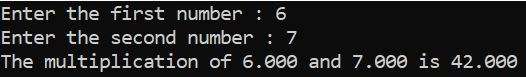 Multiplication Of two Numbers