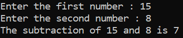 Subtraction of two numbers